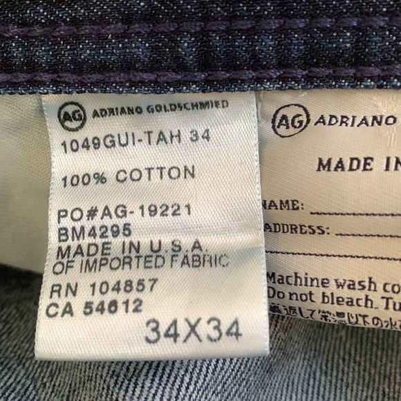 MENS Adriano Goldschmited jeans size 34 X 34 - Picture 7 of 10